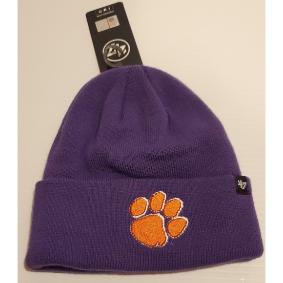 ’47 Other - Unisex Clemson University 47 Brand Raised Cuff Knit Cap Purple Orange Logo OSFA